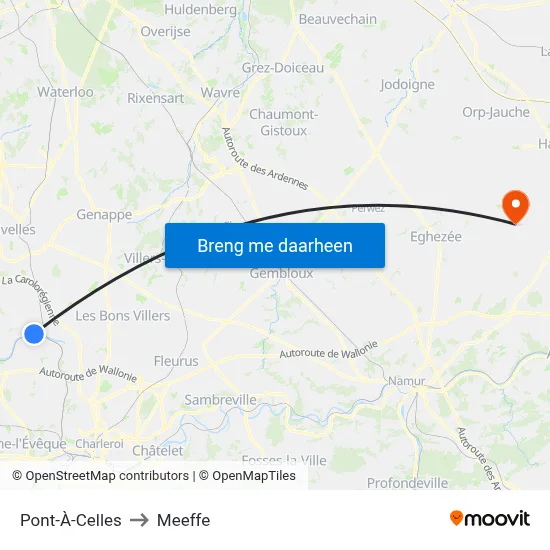 Pont-À-Celles to Meeffe map