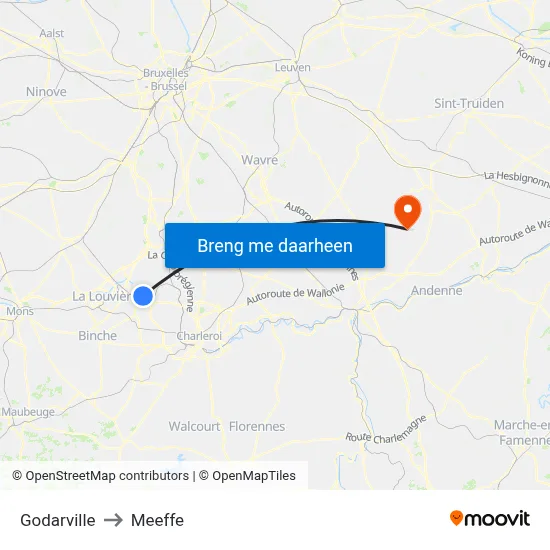 Godarville to Meeffe map