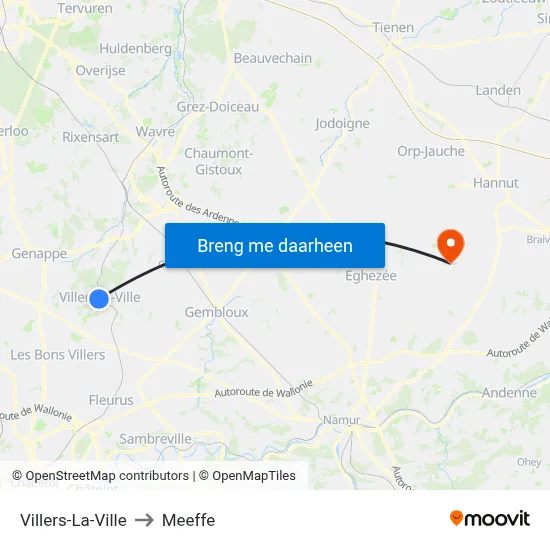 Villers-La-Ville to Meeffe map