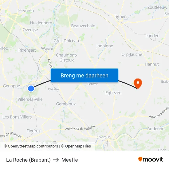 La Roche (Brabant) to Meeffe map