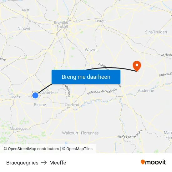 Bracquegnies to Meeffe map