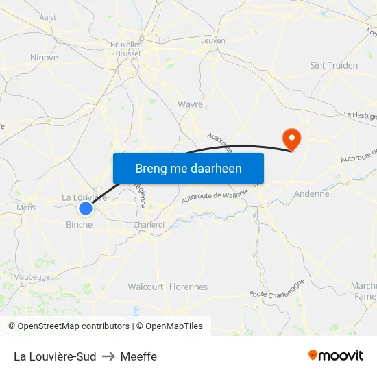 La Louvière-Sud to Meeffe map