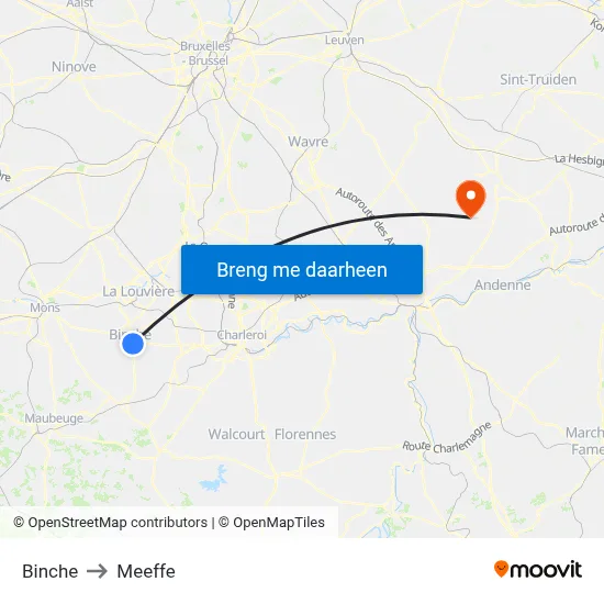Binche to Meeffe map