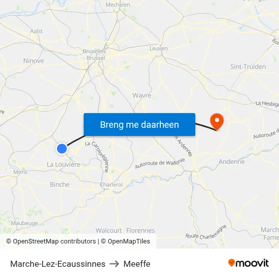 Marche-Lez-Ecaussinnes to Meeffe map