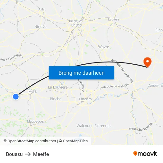 Boussu to Meeffe map