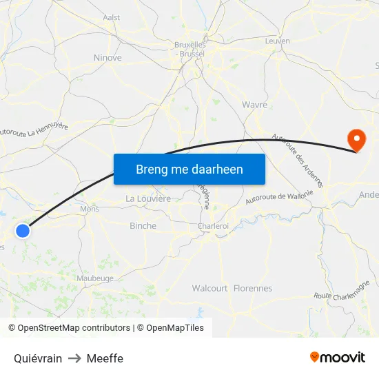 Quiévrain to Meeffe map