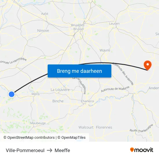 Ville-Pommeroeul to Meeffe map