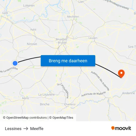 Lessines to Meeffe map