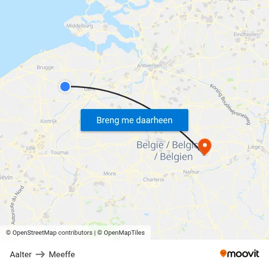 Aalter to Meeffe map