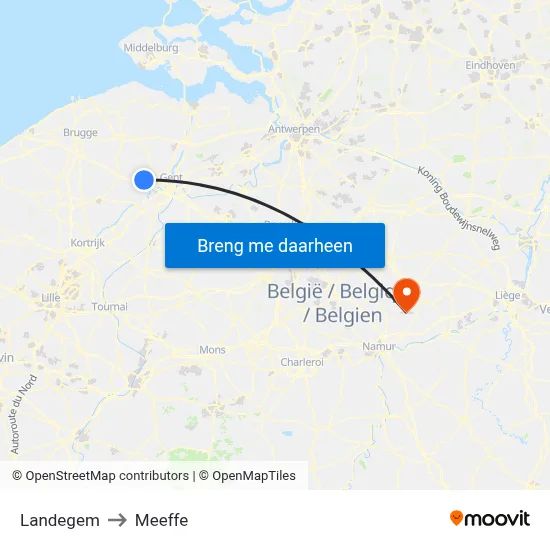 Landegem to Meeffe map