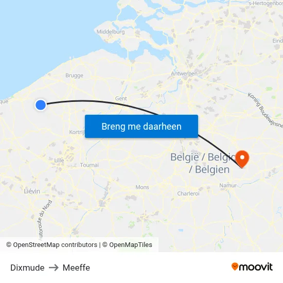 Dixmude to Meeffe map