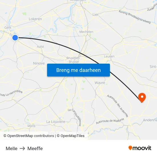Melle to Meeffe map