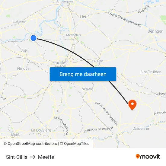 Sint-Gillis to Meeffe map