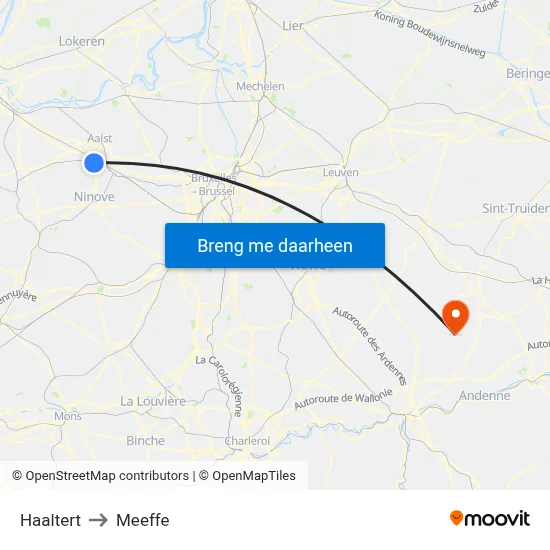 Haaltert to Meeffe map