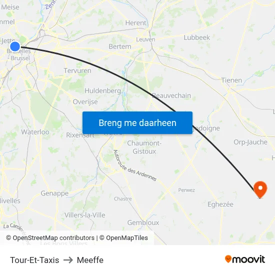 Tour-Et-Taxis to Meeffe map