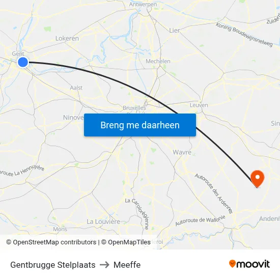 Gentbrugge Stelplaats to Meeffe map