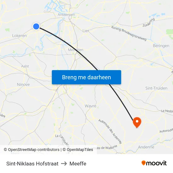 Sint-Niklaas Hofstraat to Meeffe map