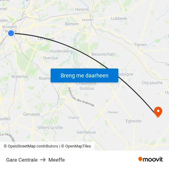 Gare Centrale to Meeffe map