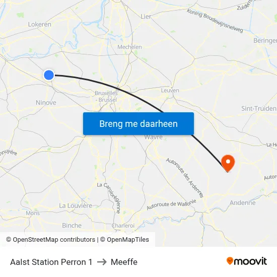 Aalst Station Perron 1 to Meeffe map