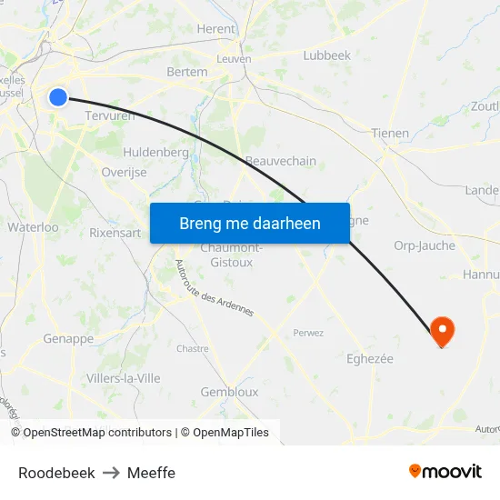Roodebeek to Meeffe map