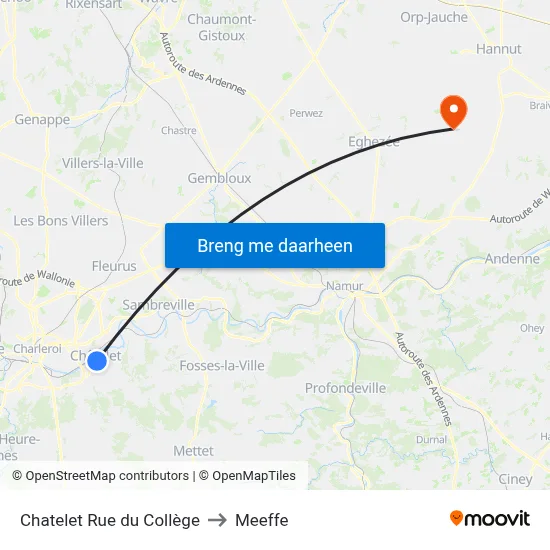 Chatelet Rue du Collège to Meeffe map