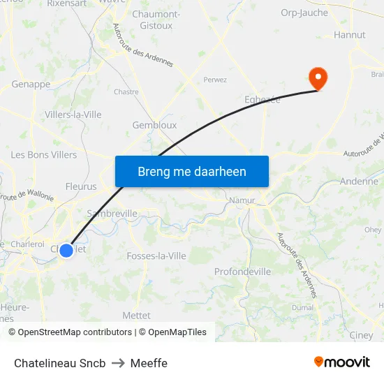 Chatelineau Sncb to Meeffe map