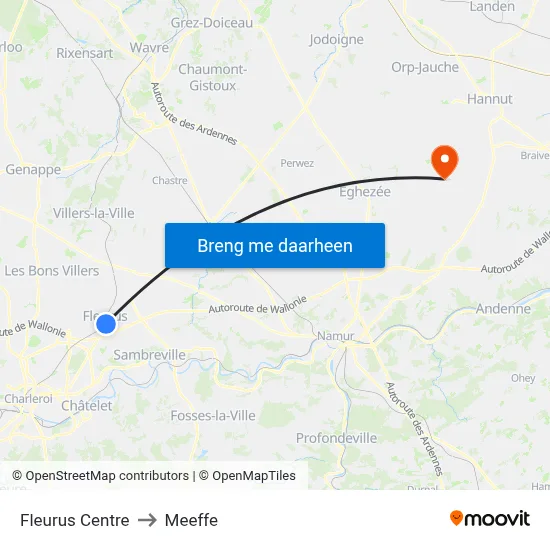 Fleurus Centre to Meeffe map