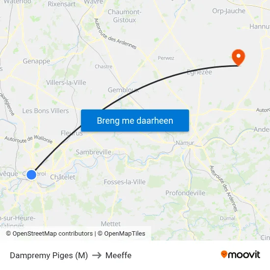 Dampremy Piges (M) to Meeffe map