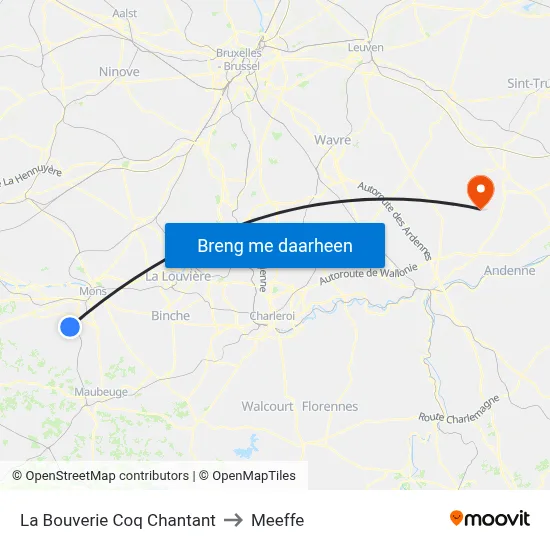 La Bouverie Coq Chantant to Meeffe map