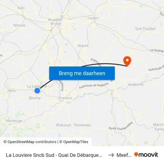 La Louviere Sncb Sud - Quai De Débarquement to Meeffe map