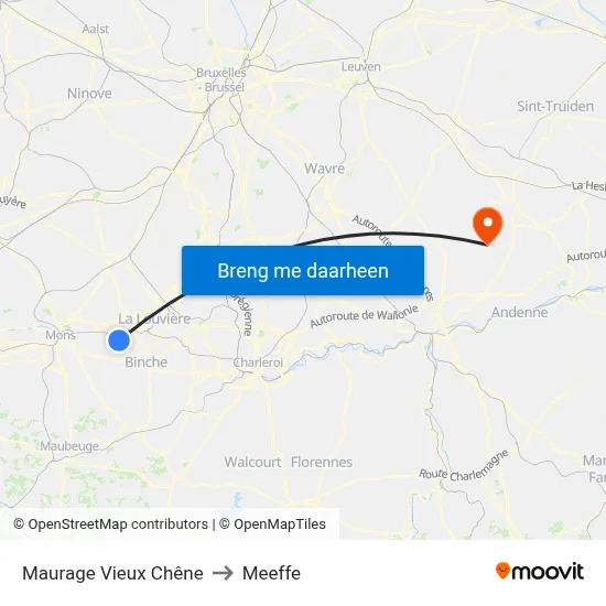 Maurage Vieux Chêne to Meeffe map