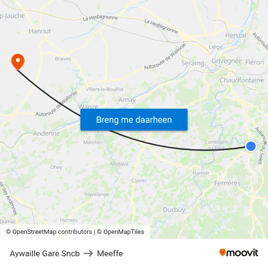 Aywaille Gare Sncb to Meeffe map