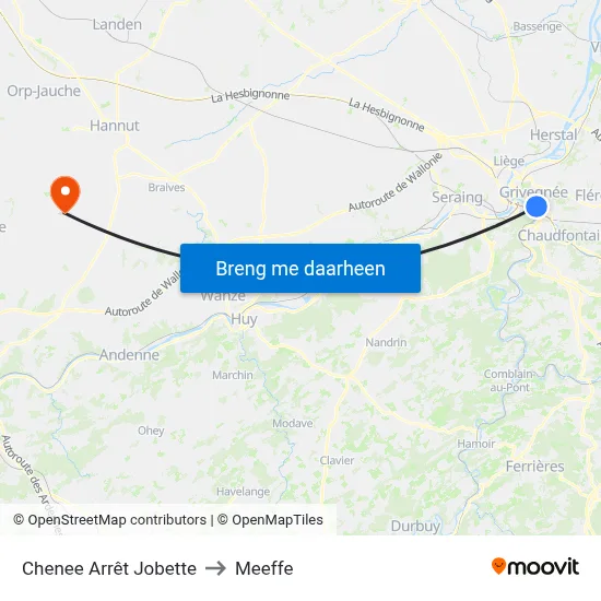 Chenee Arrêt Jobette to Meeffe map