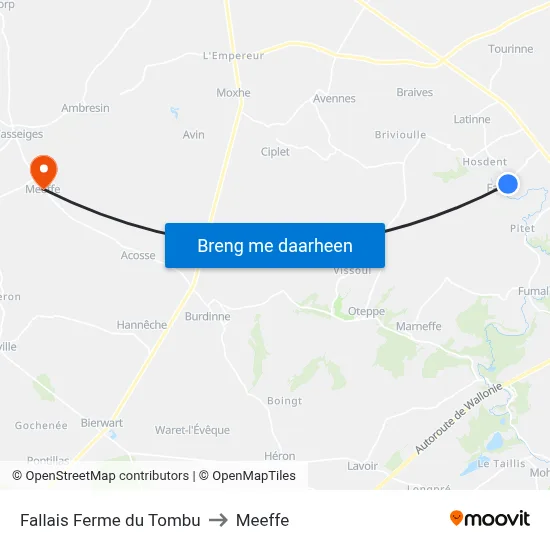 Fallais Ferme du Tombu to Meeffe map