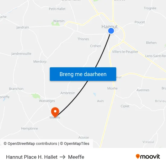 Hannut Place H. Hallet to Meeffe map