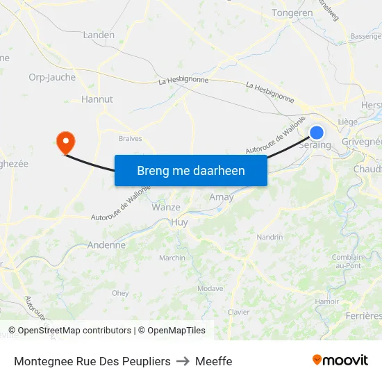 Montegnee Rue Des Peupliers to Meeffe map