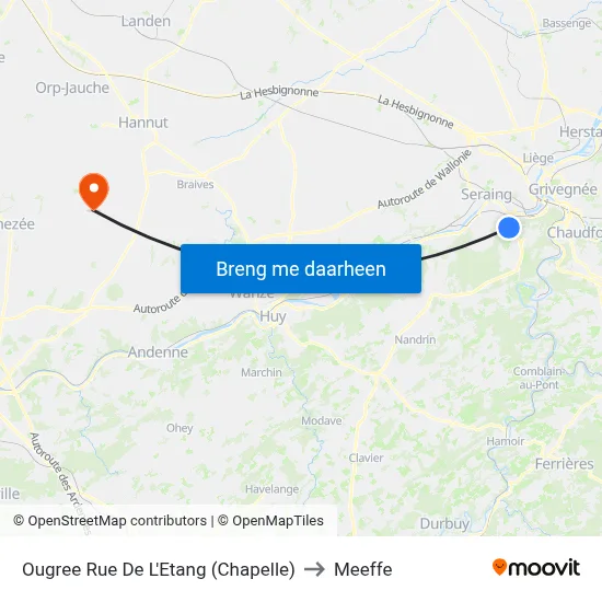 Ougree Rue De L'Etang (Chapelle) to Meeffe map