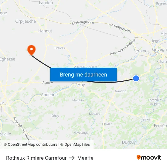 Rotheux-Rimiere Carrefour to Meeffe map