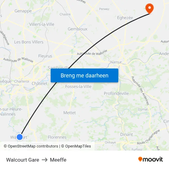 Walcourt Gare to Meeffe map