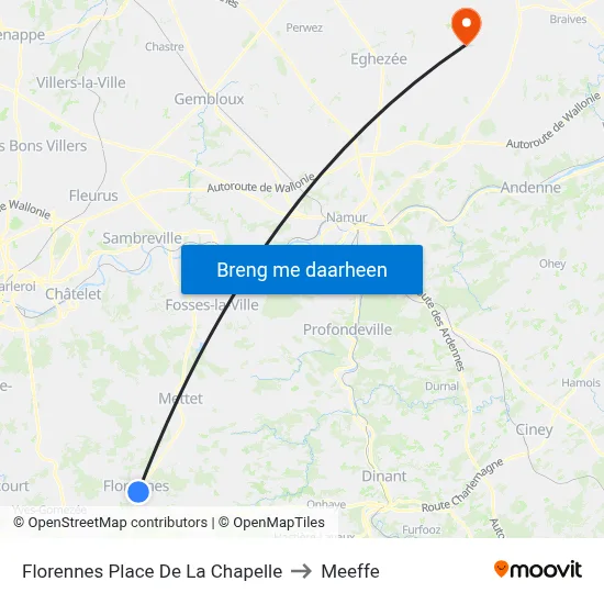 Florennes Place De La Chapelle to Meeffe map