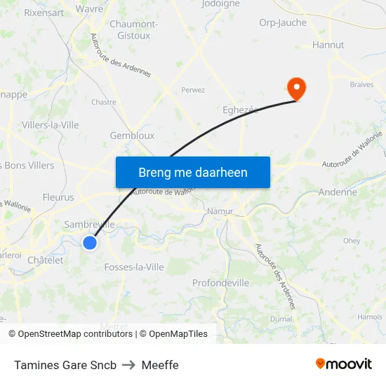 Tamines Gare Sncb to Meeffe map