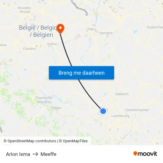 Arlon Isma to Meeffe map