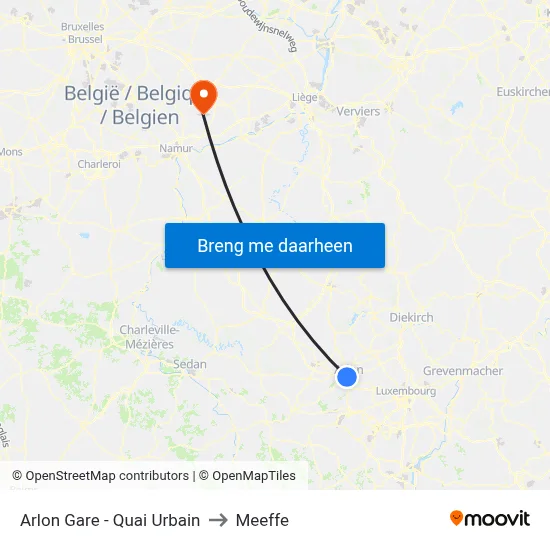 Arlon Gare - Quai Urbain to Meeffe map