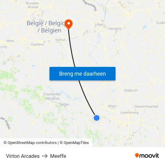 Virton Arcades to Meeffe map