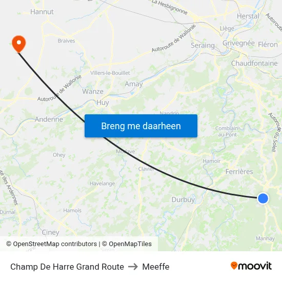 Champ De Harre Grand Route to Meeffe map
