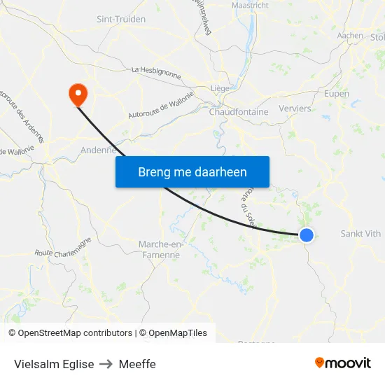 Vielsalm Eglise to Meeffe map