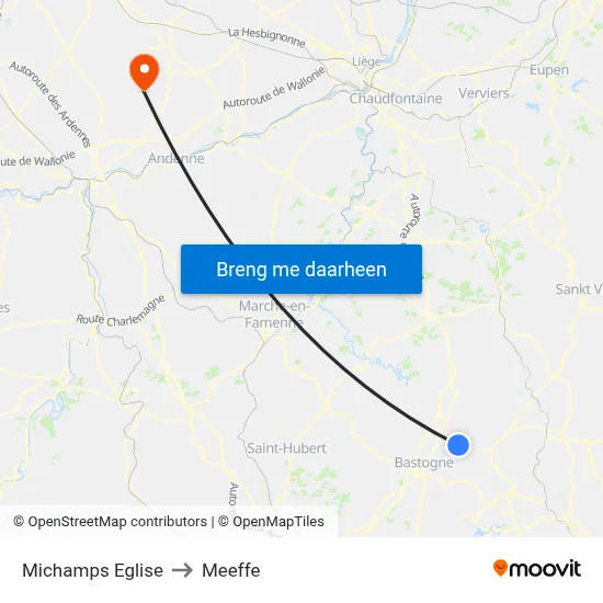 Michamps Eglise to Meeffe map