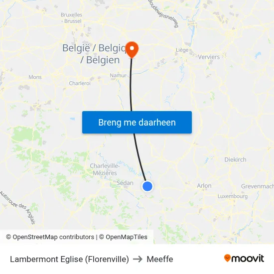 Lambermont Eglise (Florenville) to Meeffe map