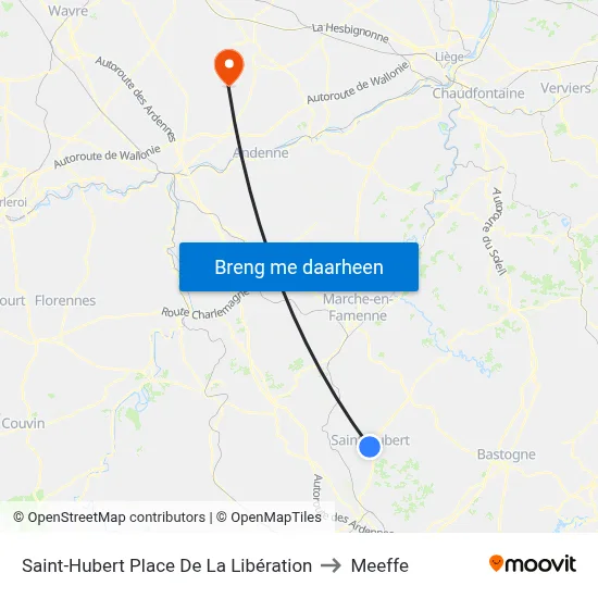 Saint-Hubert Place De La Libération to Meeffe map