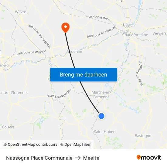 Nassogne Place Communale to Meeffe map